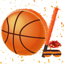 Basketballpiñata med bat, bind for øjnene og konfetti
