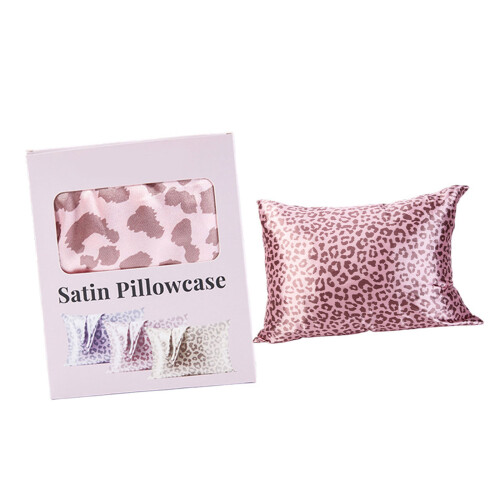 Elegant Leopard Print Satins Cooling Pillowcase Standard-Pink