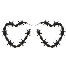 Distressed Metal Love Knot Thorn Drop Dangle Earrings For-Black