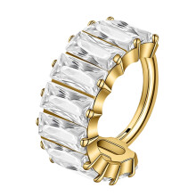 Titaniums Square Zirconia Cartilage Earring Septum-Gold-color