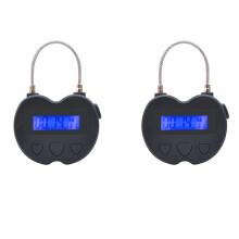 2x Smart Time Lock LCD-Display. USB-aufladbar. temporärer Timer. Vorhängeschloss. elektronischer Reisetimer. Schwarz