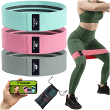 Resistance Bands Set, 3 Levels, Fabric, QR Workout Plan
