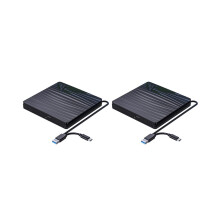 2X Externes CD/DVD-Laufwerk für Laptop. Tragbarer USB 3.0- und Typ-C-CD-DVD +/-RW-Brenner. Optisches Laufwerk. Lese- und Schreibgerät. DVD-Player
