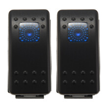 2x 12V 20 Amp Wasserdichter blauer LED Ein/Aus-Boots-Marine-SPST-3P-Wippschalter mit Licht