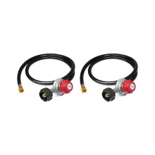 2X Hoch Druck Propan 0-20 Psi Einstellbarer Regler mit 4 Fuß Qcc1 / Typ1 Schlauch - für Propan Brenner Türkischer Friteuse Raucher und Mehr Gerät