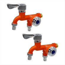 2PCS 2 Weg Wasserhahn Wasserhahn Splitter Garten Schlauch Splitter Orange