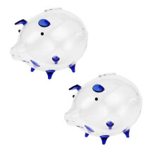 2er-Pack Sparschwein in Schweinchenform. niedliche transparente Glas-Spardose. Souvenir-Geburtstagsgeschenk für Kinder – Blau