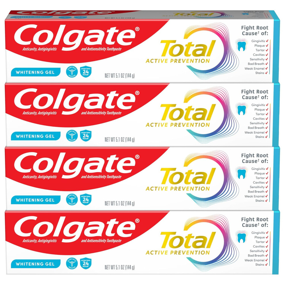 Colgate Whitening Gel Toothpaste Mint, 4Pack,5.1Oz