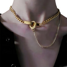 Elegante zweilagige Halskette aus Gold und Silber mit-Gold
