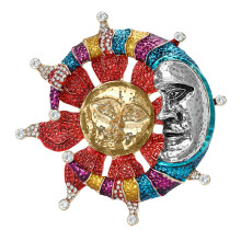 Broche soleil lune à la mode, Badge en acier inoxydable,