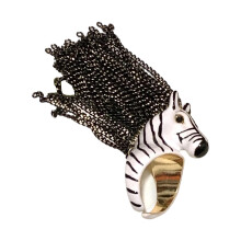 Stilvoller Ring mit Zebra-Kopf aus-Streifen schwarz und weiß