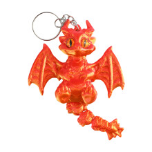 3D-geprinte westerse draak sleutelhanger voor-rood goud