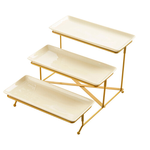 Sturdy Heat Resistant 3 Piece Ceramic Tray Set For-E