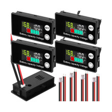 4er-Pack Digitaler Batteriemonitor für Golfwagen 8-100 V. 12 V. 24 V. 36 V. 48 V. 60 V. 72 V. LCD-Display für Boot/Auto/Motorrad