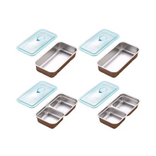 Lot de 4 boîtes en acier inoxydable. Réutilisables. Boîtes de conservation avec compartiments et cou
