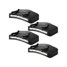 4 Stück Hutlampenclips mit 11 LEDs. Batteriebetriebene Kappenlampen zum Anclipsen. Wasserdicht. Schwarz