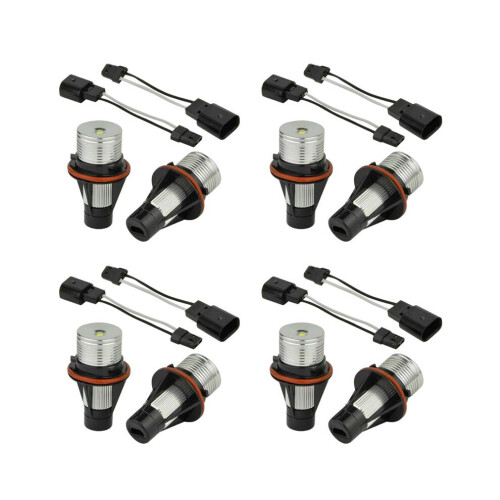4 paires d'ampoules LED blanches 8000K de type « angel eye » pour BMW E39 E53 E60 E63 E64 E66 E87 5