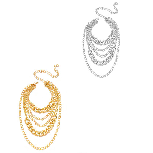 Heavy Layering Cuban Link Necklace Modern Punk Design-Silver 1