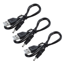 3 Stück 3.5 mm x 1.3 mm schwarzes USB-Kabel Ladekabel Netzteil