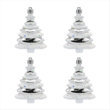 8x6cm 4er Pack Weihnachtskugel Sonderform Weihnachtsbaum Silber