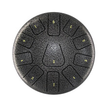 8-inch steel tongue drum. 11-tone tambourine with drumsticks and fingerpicks for meditation. Tambourine instrument C