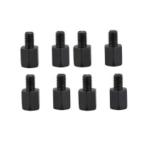 8 PCS MIRROR ADAPTER KONVERTER im UHRZEIGERSINN 8MM BIS 10MM SCHWARZ