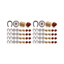 64-piece Western party decorations for cowboy girls. Vintage Western horseshoe racing/derby party supplies.