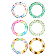 6 silicone O-rings for crimping. 65 mm round silicone loop with 2 holes.