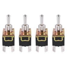 4x Wechselstrom-Kippschalter 250V/10A 125V/15A DPDT 3-Positionen EIN/AUS/EIN 6-polig Schwarz+Silber
