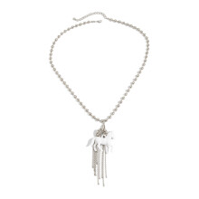 Cute Horse Shaped Pendant Necklace With Movable Fringe-White