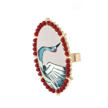 Fashion Forward Oversized Floral Bird Etched Ring-Section 2