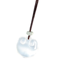 Refined Natural Chalcedony Pendant Necklace Stylish-Ruyi. lock
