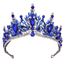 Trendy Crystals and Rhinestones Tiaras for Women- gold blue