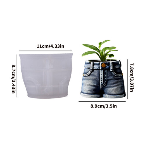 Reusable Denims Inspired Planter Mold Compatible With Cement And 2