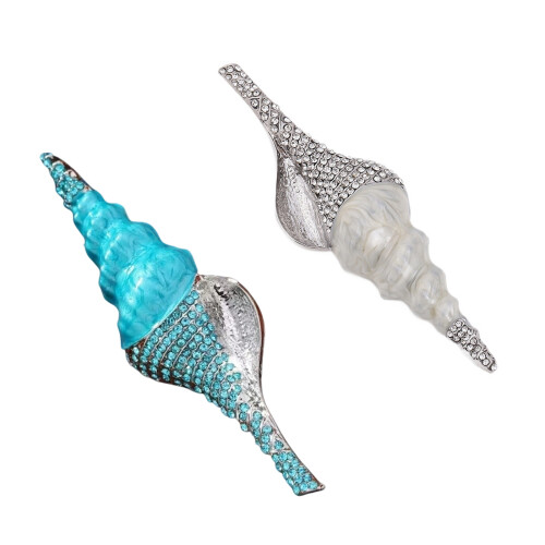 Vintage Conch Brooch Elegant Rhinestones Design-Blue 1