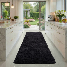 (80x150cm(2.6ftx5ft) Kitechen Rug) BedLooms Black Shaggy Rug-Large Ultra Soft Thick Shaggy Rug for Living and Bedrooms