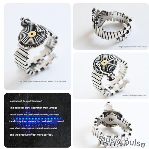 Versatile sound Disc Themed Copper Rings Excellent for Hip Hop 1