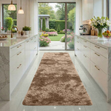 (80x150 cm (2.6x5 ft) Kitchen Rug, Marble Beige) Shaggy Rugs Marble Pattern-Non Slip Thick Pile Fluffy Area Rugs for Bedroom & Living room