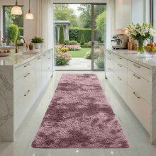 (80x150 cm (2.6x5 ft) Kitchen Rug, Marble Pink) Shaggy Rugs Marble Pattern-Non Slip Thick Pile Fluffy Area Rugs for Bedroom & Living room