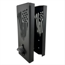Can cooler stand. Wall-mounted can cooler stand with bottle opener.