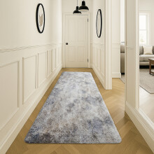 (80x150 cm (2.6x5 ft) Kitchen Rug, Marble Silver) Shaggy Rugs Marble Pattern-Non Slip Thick Pile Fluffy Area Rugs for Bedroom & Living room