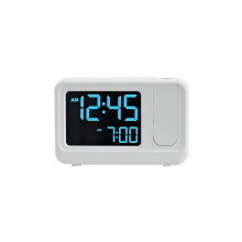 Digital multi-function projector alarm clock. Simple LCD alarm clock. Bedside alarm clock. Silent alarm clock. White