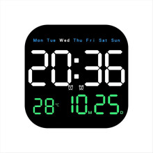 Digitale LED-Wanduhr mit Fernbedienung. Temperatur-. Zeit-. Wochentags- und Datumsanzeige. modischer Wecker für Wohnzimmer und Schreibtisch