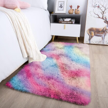 (Rainbow, 80x150cm (2.5ft x 5ft)) Shaggy Rug Soft Fluffy Carpet - Modern Living Room Bedroom Rugs - Large & Small Area Floor Mat - Anti-Slip Thick Pile