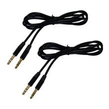 2 Stück 3.5-mm-Aux-Stereo-Audiokabel (Stecker auf Stecker) für PC. MP3-Player und Auto (Schwarz)