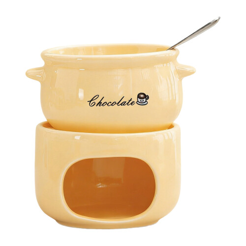 Ceramic Melting Pot Safe For Chocolate Cheese-light yellow
