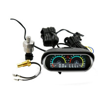 2-In-1-LCD-Universal-Auto-Horizontal-Wassertemperaturanzeige + ÖLdruckanzeige 1/8NPT-Wassertemperaturadapter für 10-Mm-Sensor