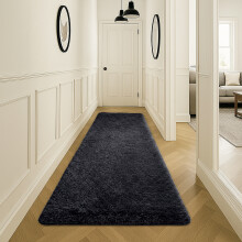 (Black, 80x150cm (2.5ft x 5ft)) Shaggy Rug Soft Fluffy Carpet - Modern Living Room Bedroom Rugs - Large & Small Area Floor Mat - Anti-Slip Thick Pile
