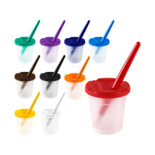 10Pcs Watercolor Brush Washing Cups with Lids Plastic Paintbrush