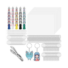172-Teiliges Shrinky-Dink-Schlüsselanhänger-Set mit Kette. Schlüsselring. Biegeringen und Locher. Schlüsselanhänger-Zubehör zum Basteln